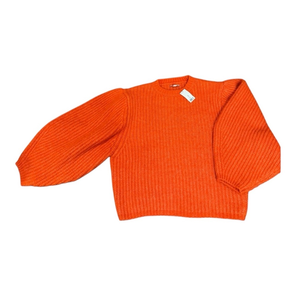 🆕NWT Topshop knit volume sleeve fluffy sweater in orange